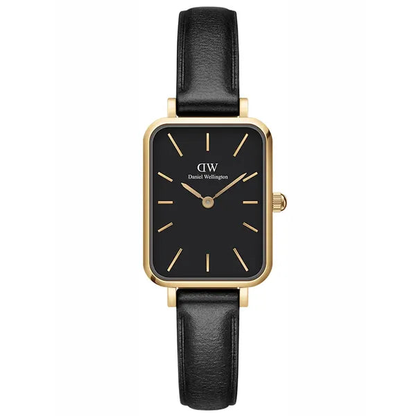 Daniel Wellington Quadro Pressed Sheffield női karóra, 20 mm, arany/fekete bőr