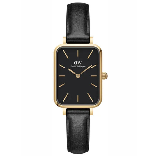 Daniel Wellington Quadro Pressed Sheffield női karóra, 20 mm, arany/fekete bőr