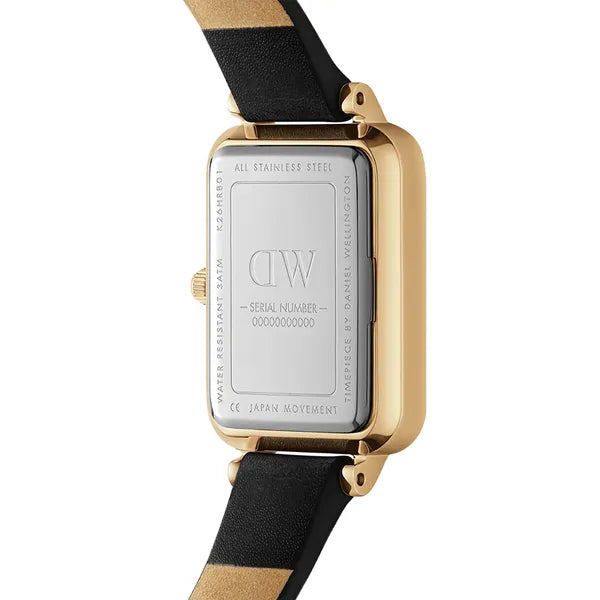 Daniel Wellington Quadro Pressed Sheffield női karóra, 20 mm, arany/fekete bőr