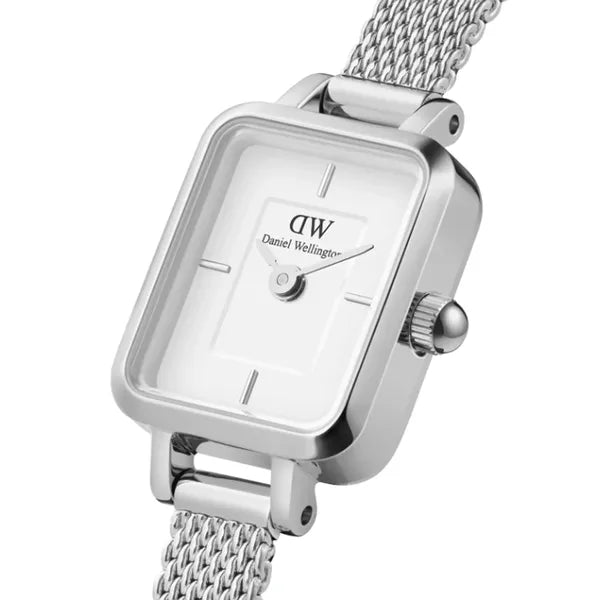 Daniel Wellington Quadro Mini női karóra, 15 mm, ezüst, fehér számlap