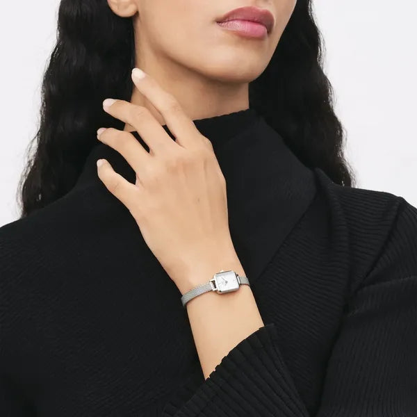Daniel Wellington Quadro Mini női karóra, 15 mm, ezüst, fehér számlap
