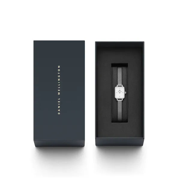 Daniel Wellington Quadro Mini női karóra, 15 mm, ezüst, fehér számlap