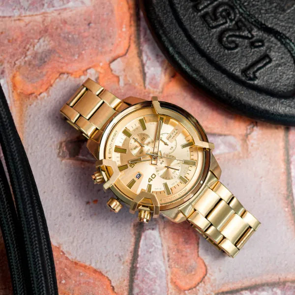 Diesel Griffed férfi kronográf karóra, arany, 48 mm, acél