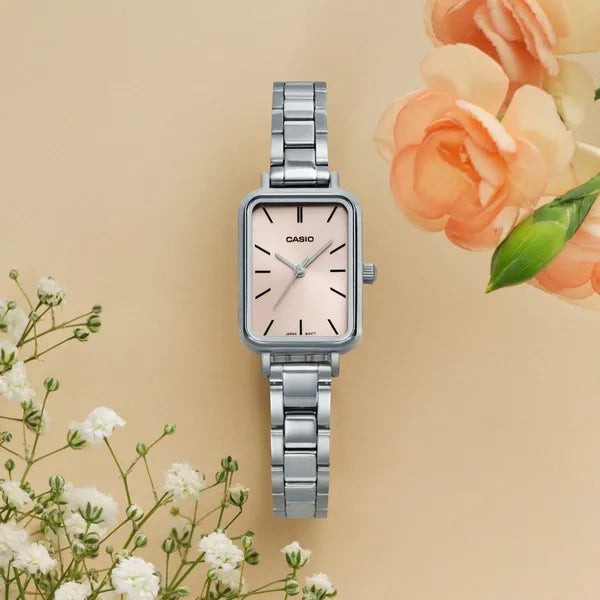Casio LTP-V009D-4E női karóra, acél szíj, rózsaszín gyöngyház számlap, WR30