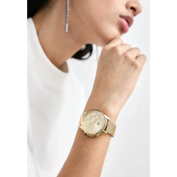 Tommy Hilfiger 1782417 Quinn női karóra arany nemesacél, dátumkijelzős, 38 mm