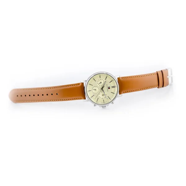 Tommy Hilfiger Tyson férfi karóra 44 mm, barna bőr szíj, WR50