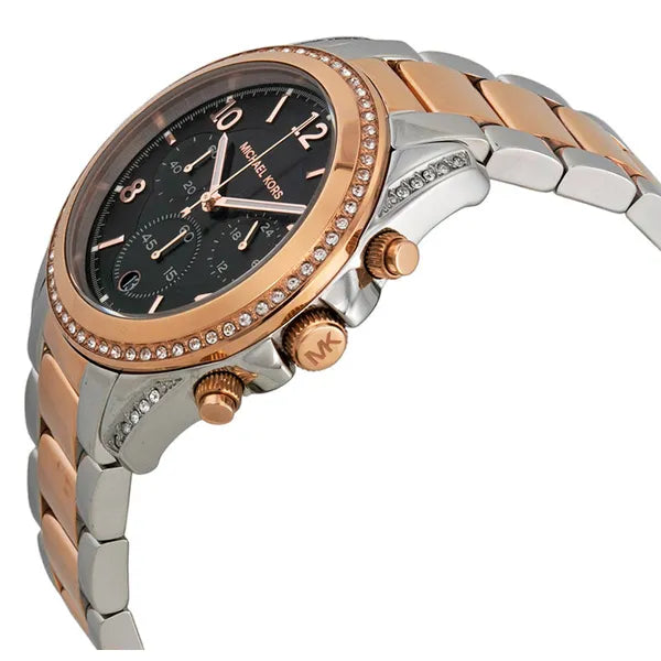 Michael Kors Blair MK6093 női karóra, rozéarany-ezüst, kronográf, WR100