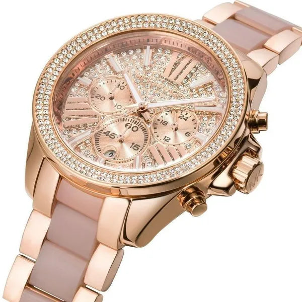 Michael Kors MK6096 női karóra, rozéarany acél, kronográf, 42 mm