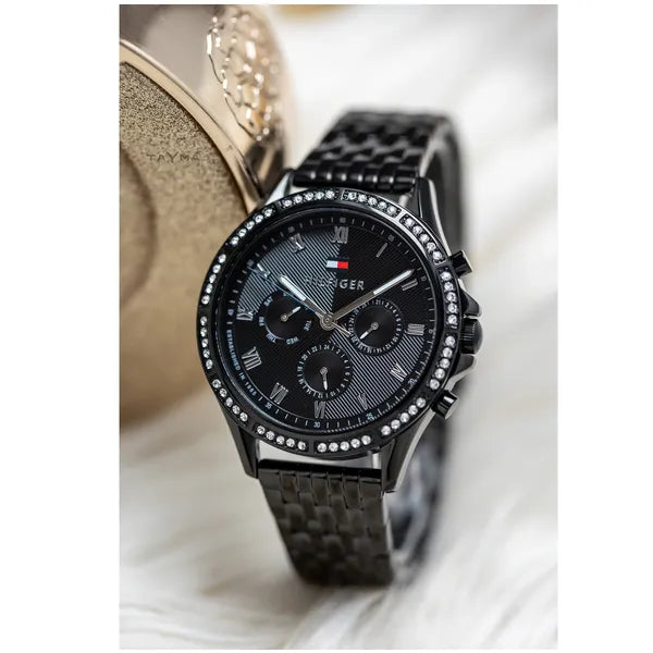 Tommy Hilfiger Ari női karóra, fekete acél, 40 mm, WR30