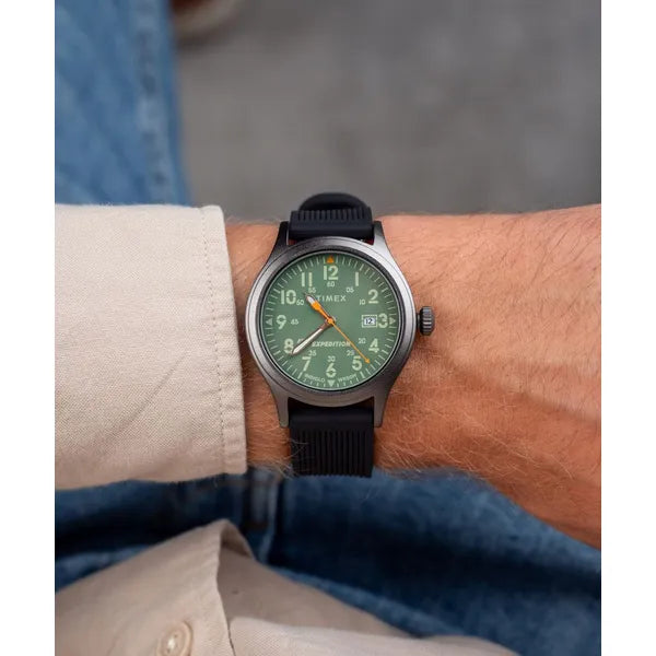Timex Expedition Scout férfi karóra, 40 mm, zöld számlap, WR50, gumiszíj