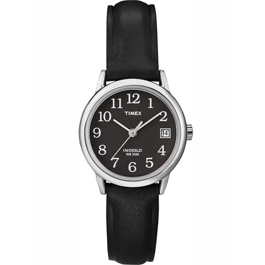 Timex Easy Reader Classic női kvarc karóra, fekete számlap, bőrszíj, 25 mm, WR30