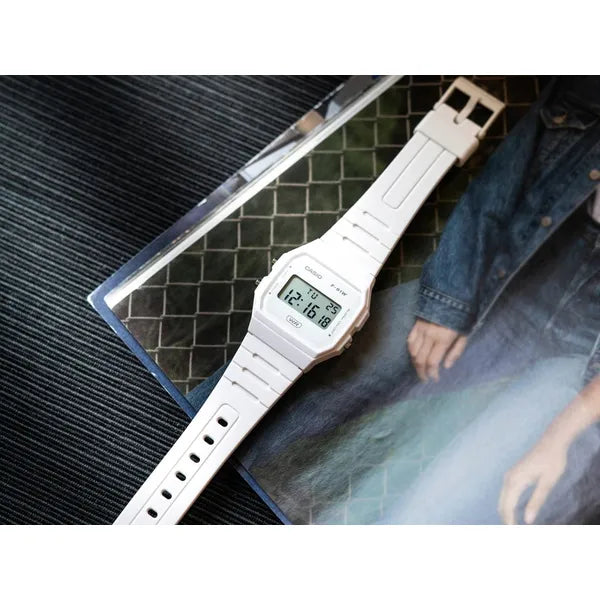 Casio F-91WB-7A férfi digitális karóra, fehér, 38 mm, WR100m, LED
