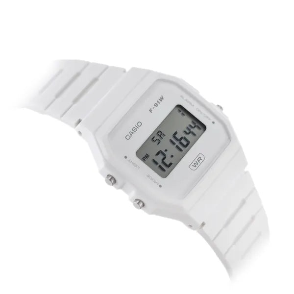 Casio F-91WB-7A férfi digitális karóra, fehér, 38 mm, WR100m, LED