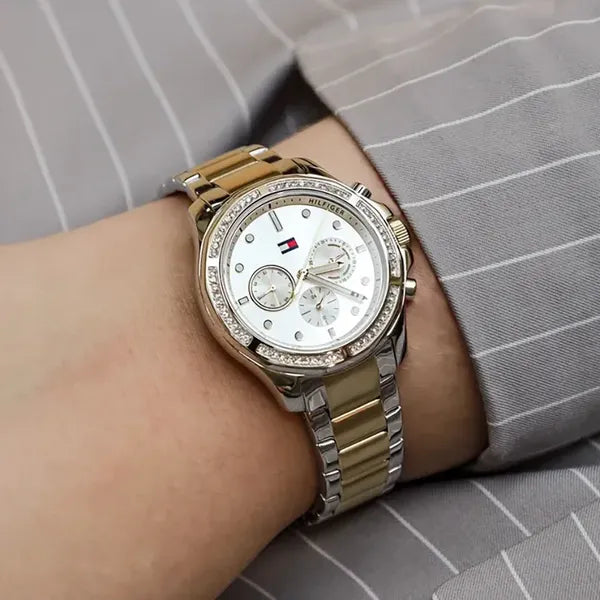 Tommy Hilfiger 1782615 Brooklyn női karóra, ezüst-arany acél, 41 mm, WR50