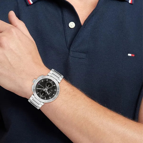 Tommy Hilfiger Lorenzo 1792116 férfi karóra, 44 mm, fekete számlap, acél
