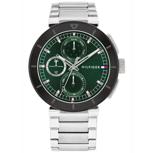 Tommy Hilfiger Lorenzo férfi karóra, 44 mm, zöld számlap, acél, 5 ATM