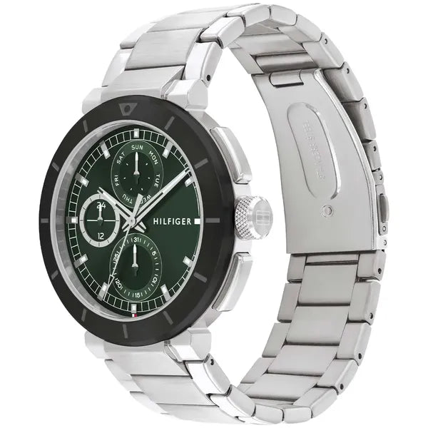 Tommy Hilfiger Lorenzo férfi karóra, 44 mm, zöld számlap, acél, 5 ATM
