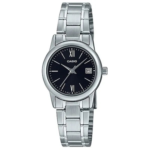 Casio LTP-V002D-1B3 női karóra, acél szíj, fekete számlap, 25 mm, WR30