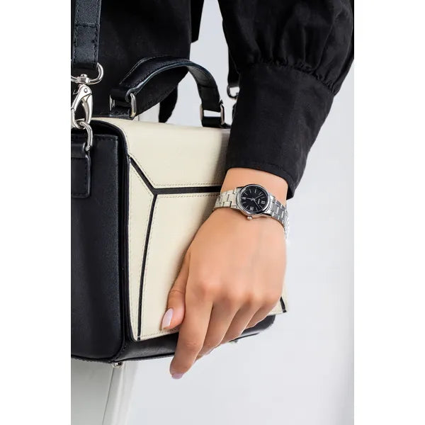 Casio LTP-V002D-1B3 női karóra, acél szíj, fekete számlap, 25 mm, WR30