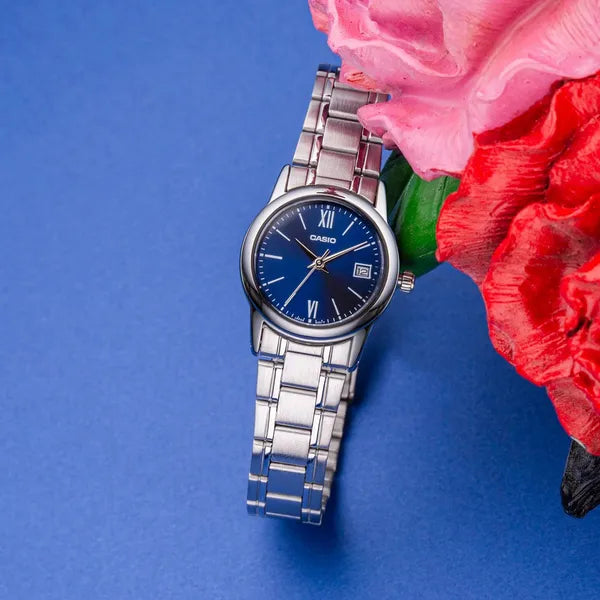 Casio női karóra LTP-V002D-2B3UDF, rozsdamentes acél, dátum, WR30