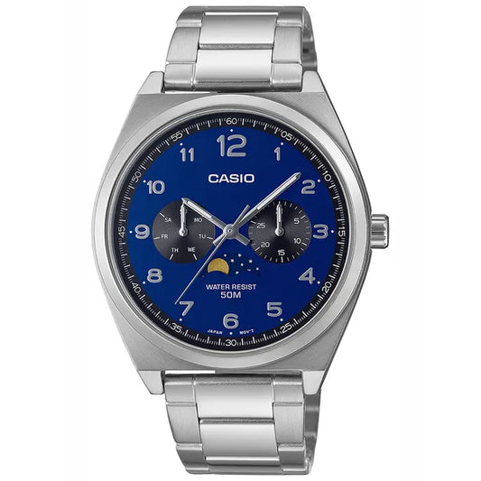 Casio MTP-M300D-2A férfi karóra, acél szíj, kék számlap, WR50