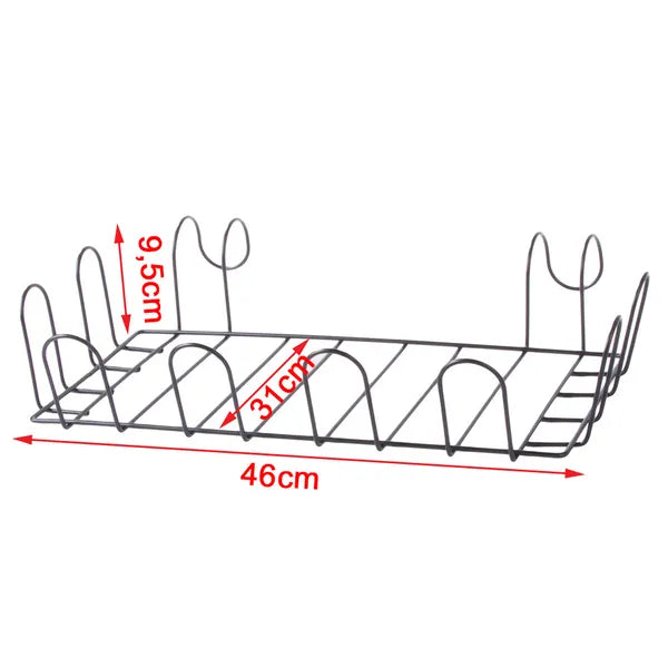 Fém függő konyhai kosár 46×31×9,5 cm radiátorra/pultra akasztható fekete/fehér