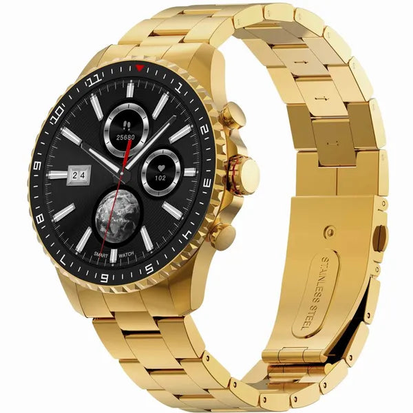 Gravity GT16 férfi okosóra 1,43″ érintőkijelző, BT hívás, vérnyomásmérő, arany