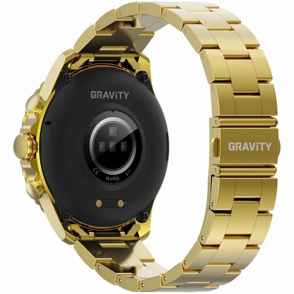 Gravity GT16 férfi okosóra 1,43″ érintőkijelző, BT hívás, vérnyomásmérő, arany