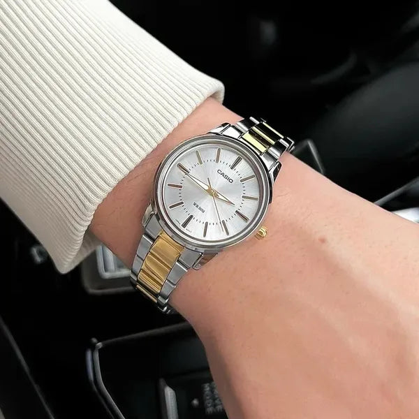 Casio női karóra LTP-1303SG-7A, acél, ezüst/arany, WR50, 30 mm