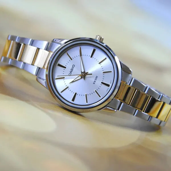 Casio női karóra LTP-1303SG-7A, acél, ezüst/arany, WR50, 30 mm