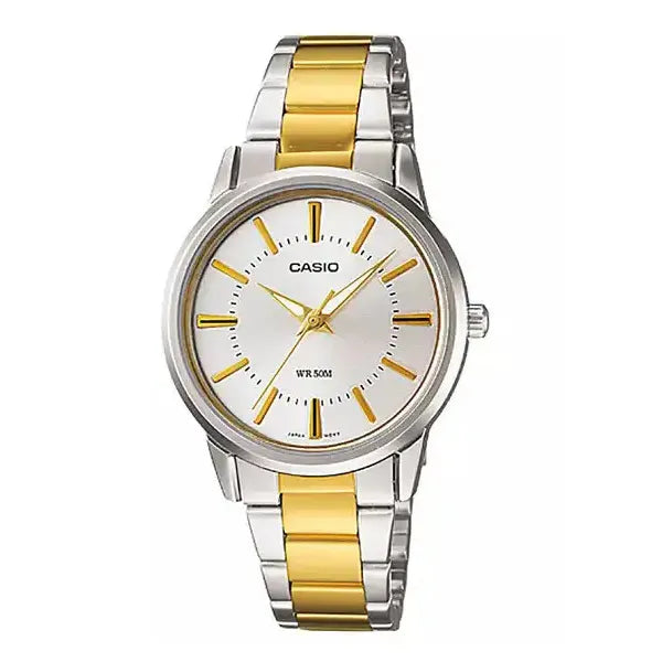 Casio női karóra LTP-1303SG-7A, acél, ezüst/arany, WR50, 30 mm