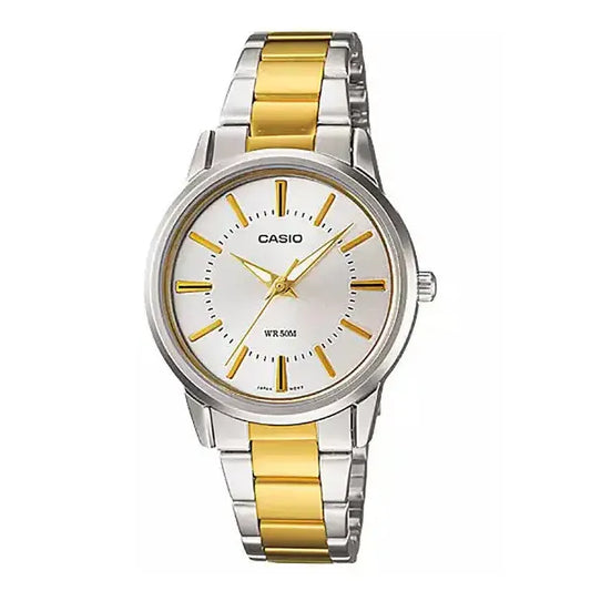 Casio női karóra LTP-1303SG-7A, acél, ezüst/arany, WR50, 30 mm