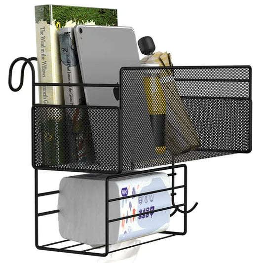 Fali loft stílusú rendszerező polc, fém, 37×25×13 cm, 3 akasztó