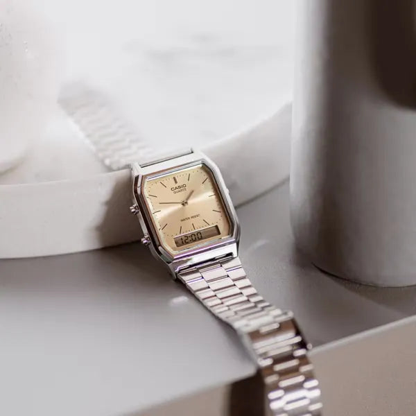 Casio Unisex Vintage AQ-230A analog-digitális karóra, acél, WR30, 38 mm
