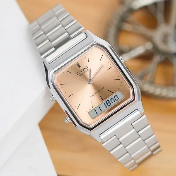 Casio Unisex Vintage AQ-230A analog-digitális karóra, acél, WR30, 38 mm