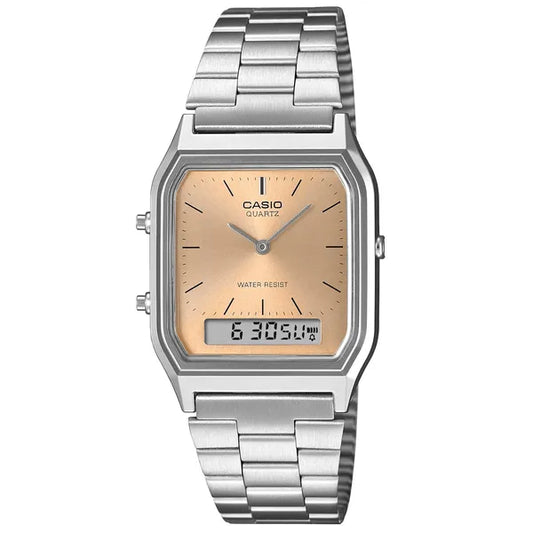 Casio Unisex Vintage AQ-230A analog-digitális karóra, acél, WR30, 38 mm