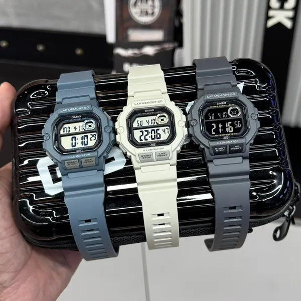 Casio WS-1400H-2A férfi sportóra LED világítással, WR100, kék