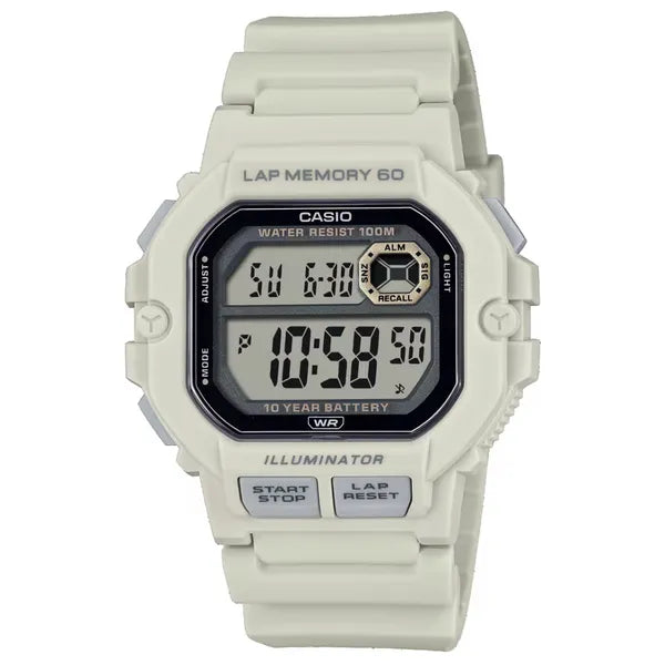 Casio WS-1400H-8A férfi sportóra LED megvilágítással, WR100, fehér