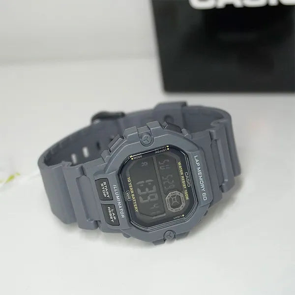 Casio WS-1400H-8B férfi sportóra szürke, WR100 vízálló, LED, stopper