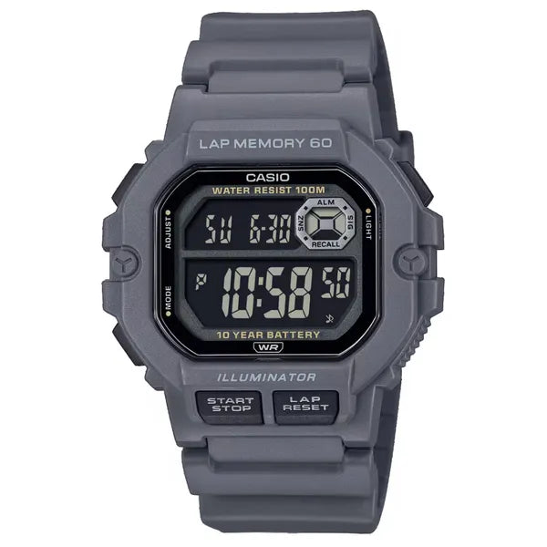 Casio WS-1400H-8B férfi sportóra szürke, WR100 vízálló, LED, stopper