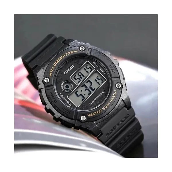 Casio W-216H-1BVDF férfi digitális sportóra, fekete, WR50