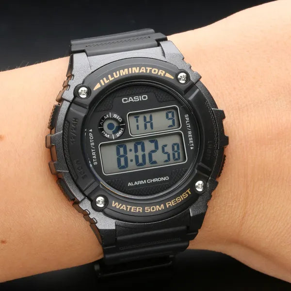Casio W-216H-1BVDF férfi digitális sportóra, fekete, WR50