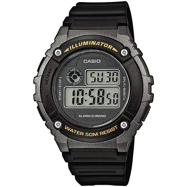 Casio W-216H-1BVDF férfi digitális sportóra, fekete, WR50