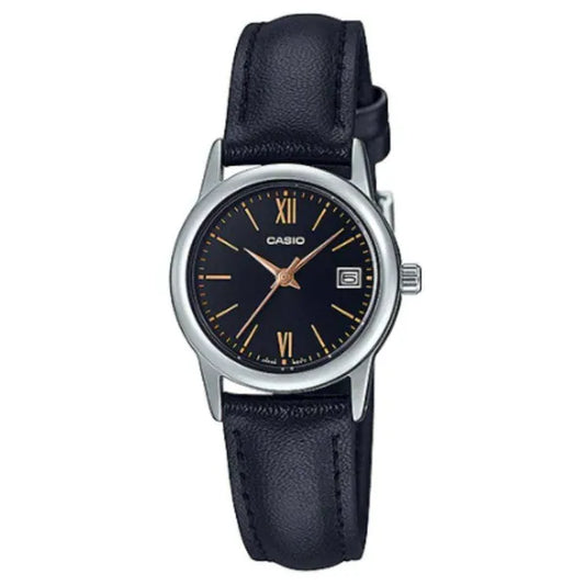 Női karóra Casio LTP-V002L-1B3UDF, fekete bőrszíj, kvarc, WR30, díszdoboz
