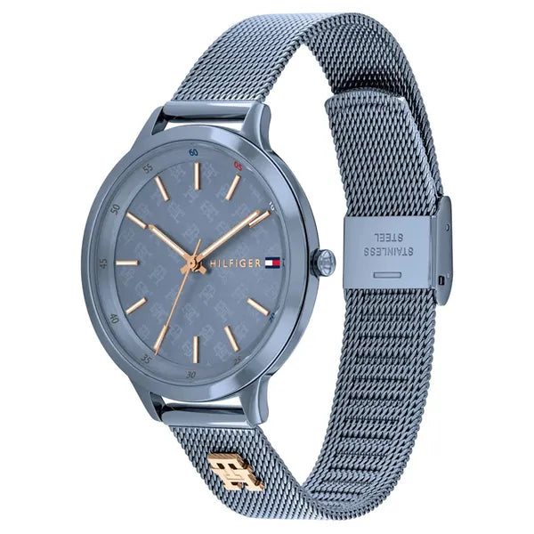Tommy Hilfiger Iris 36 mm női karóra, kék mesh szíj, rózsaarany index