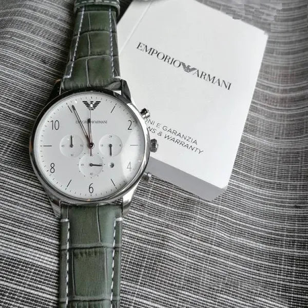 Emporio Armani AR1861 férfi quartz karóra bőr szíjjal, kronográf, WR30