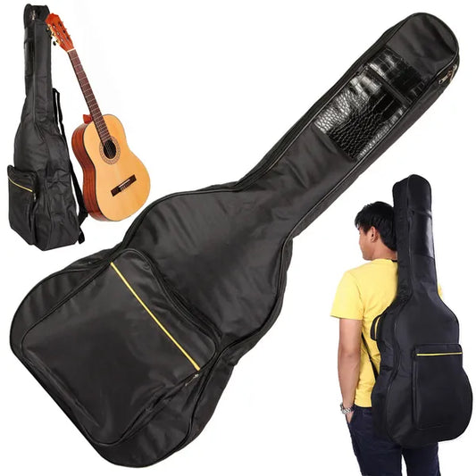 Akusztikus klasszikus gitártok, fekete, állítható pánttal és zsebekkel