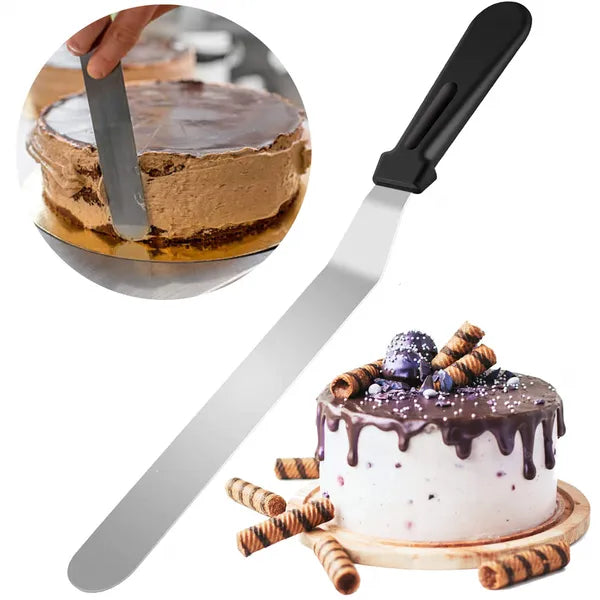 42 cm cukrász spatula rozsdamentes acél pengével, fekete nyél