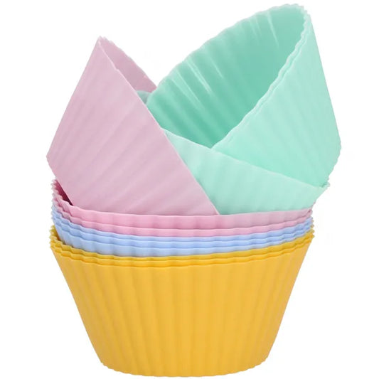 Színes szilikon muffin sütőforma szett, 12 db, -40–220 °C