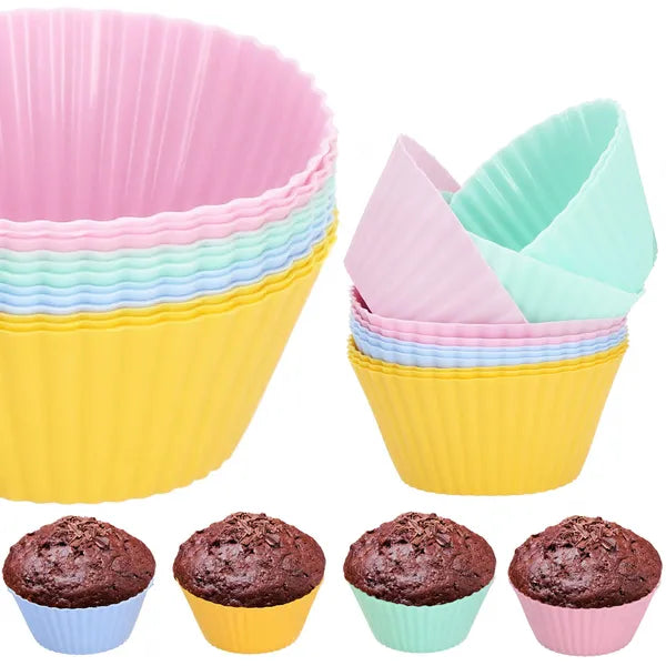 Színes szilikon muffin sütőforma szett, 12 db, -40–220 °C